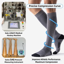 3 Pairs Sports Compression Socks 15-20 mmHg for Women Men - Comfort Cuff, Cushioned Support Sock for Running Athletic