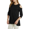 Afibi Womens Cold Shoulder 3/4 Sleeve Swing Tunic Tops For