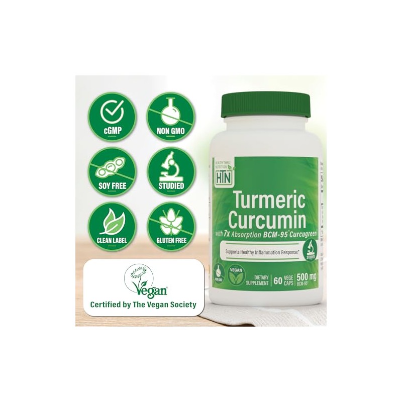Health Tru Nutrition |Curcumin, 500 Mg, 60 Caps | Curcumina,