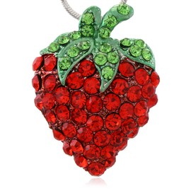 Soulbreezecollection Green Leaf Red Strawberry Berry Fruit Pendant Necklace Charm Designer Fashion Jewelry