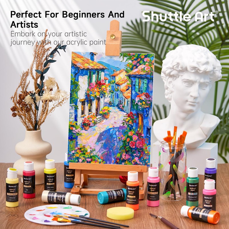 Shuttle Art 100 Colors Acrylic Paint, 2oz/60ml Bottles, Include 2