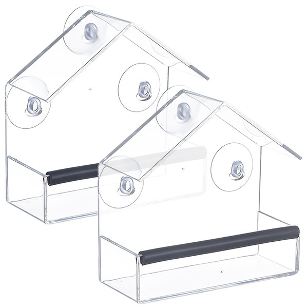 Bird Feeders, 2Pcs Window Bird Feeders with Drainage Holes Birds