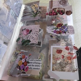 Retro Style Junk Journal Stciker Book Waterproof PET Sticker Vintage Flora Text Butterfly Decoration Bullet Journal Sticker for Scrapbooking DIY Paper Crafting