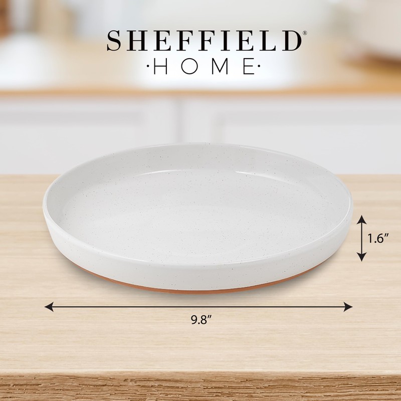 Sheffield Home Stoneware Flat Pasta Bowls, Set of 4 Stylish