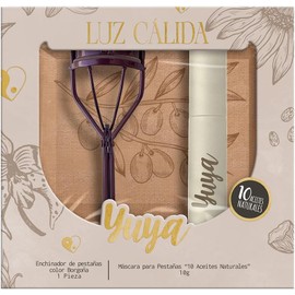 YUYA Luz Cálida - Set Enchinador de Pestañas Borgoña + Máscara 10 Aceites Naturales 10 g Pestañas Largas, Curvatura Natural, Volumen y Definición Cepillo de Silicón, Rizado Uniforme, Larga Duración y Acabado Profesional