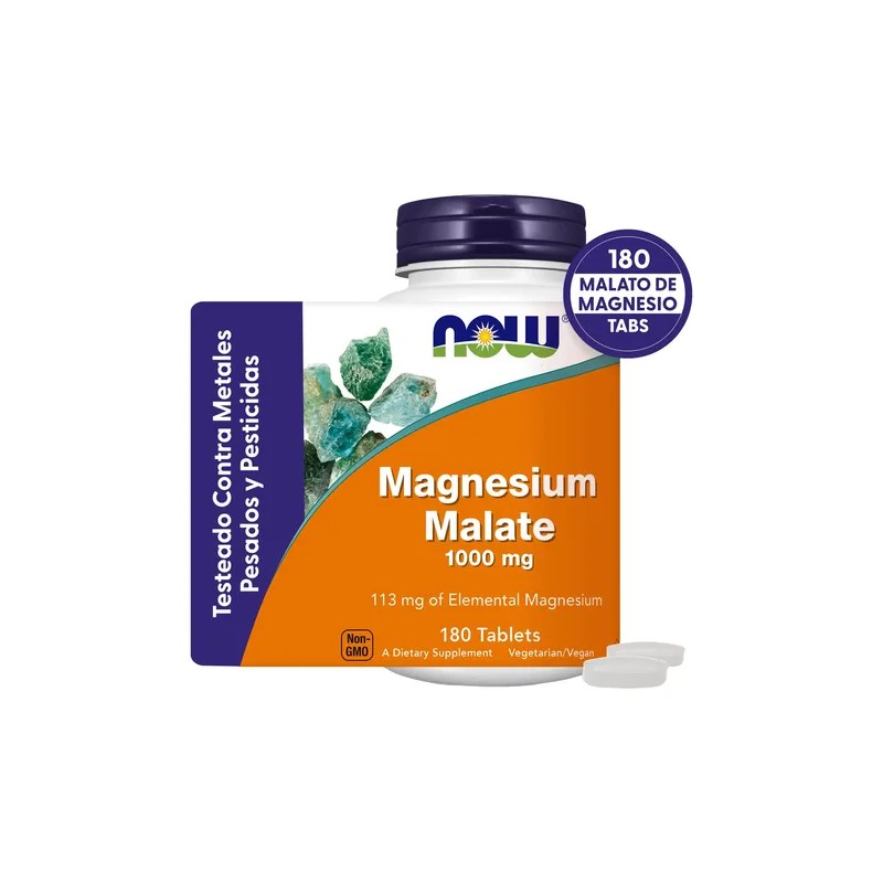 Malato Magnesio 1000mg Fórmula Potente 180 Tabletas