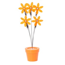 Cute Flower Table Card Memo Holder Stand,1 Pcs Photo Clips Holder Desk Stand for Memo Paper Note Monmory Photo Christmas Wedding Display with Flowerpot Shaped Plastic Base (Orange)