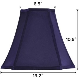 GO&SO Medium Blue Lampshades Square Cut Corner Lamp Shades for Floor and Table Lamps, 6.5x13.2x10.6", Blue, Natural Faux Silk Lampshade Bell Replacement, Handcrafted, Easy Assembly Required (Set of 2)