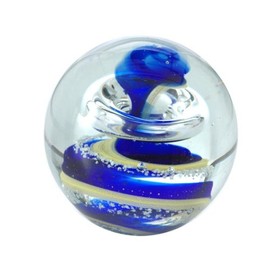 Dream Ball (200) - Paperweight Mini Approx. 6 cm Blue / Yellow Spiral - Glow-in-the-Dark - Handmade