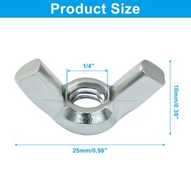 Kyuionty 25 PCS Wing Nuts 1/4"-20, Stainless Steel Butterfly Wing Nuts, Hand Twist Tighten Ear Wingnuts Fasteners Parts