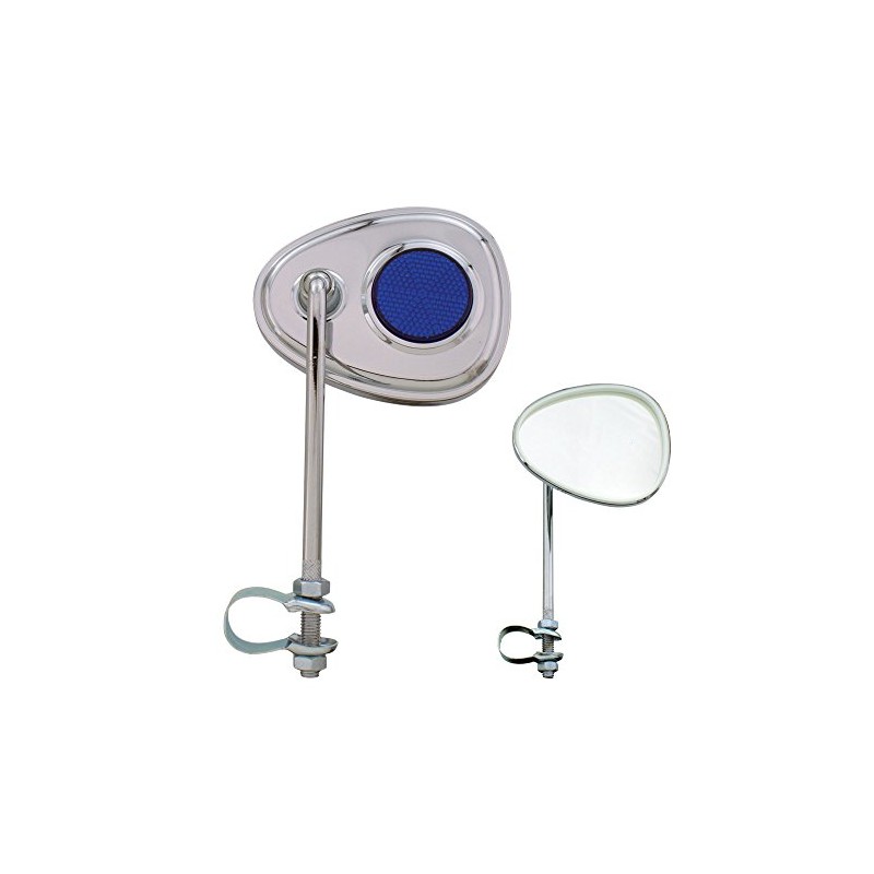 Fenix Cycles V Bicycle Mirror Chrome, Blue Reflector