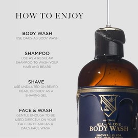 Caswell-Massey- Gel de baño todo en 1 Heritage, para usar como limpiador facial, limpiador de barba, champú, gel de baño y gel de afeitar, Signatu