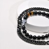 MEALGUET 2 pcs Men's Stainless Steel Bracelets : Black Gemstone
