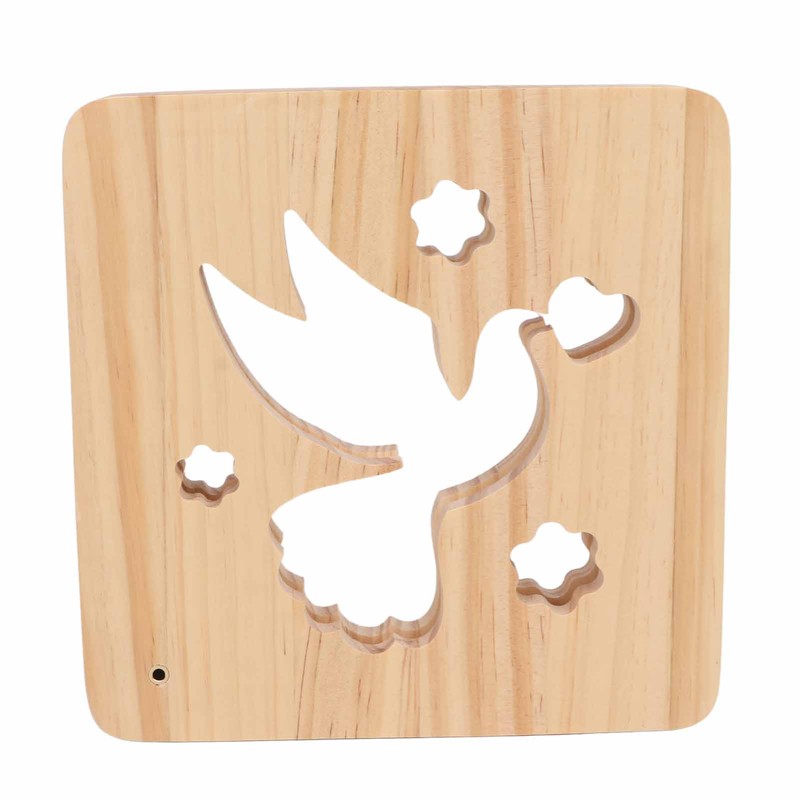 2W 3D Wood Carving Lamp Warm White Light Peace Dove