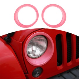 RT-TCZ for Wrangler JK Headlight Cover Trim Bezels for Jeep Wrangler JK JKU 2007-2017 Pink Exterior Accessories 2pcs