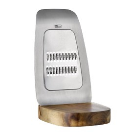 AdHoc GG14 Julienne Grater for Cheese and Vegetables with Wooden Stand Verdura, Stainless Steel/Acacia Wood