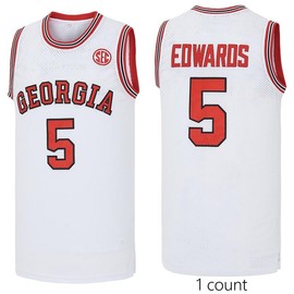 Men's Anthony Edwards #5 Georgia College #5 Basketball Jersey Embroidery Stitched White - Color: White, Size: M