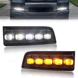 DYNVEX Sequential Front LED Fog Lights Assemblies for 2010-2013 Toyo-ta 4Runner, Switchback Clear Lens Amber Turn Signal Light & White Daytime Running Lights, [Newly Modern Upgrade] Fog Lamps, 1 Pair