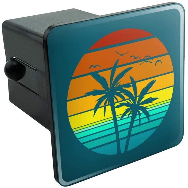 Sunset with Palm Trees Graphic Tow Trailer Hitch Cover Plug Insert