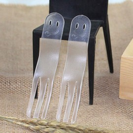 Set of 5 Smiley Face Disposable Mini Size Dessert Fork for Baby Showers, Birthday and much more! (Clear)