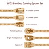 GLOBLELAND 6Pcs Owl Bamboo Cooking Utensils Wooden Engraved Cooking Spoons