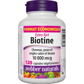 Webber Naturals Webber Naturals Biotin 10,000 mcg Extra Strength, 120 Capsules, Supports Healthy Hair, Skin & Nails, Energy Metabolism, Vegan