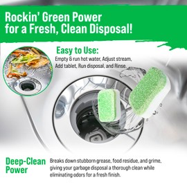Rockin' Green Garbage Disposal Cleaner and Deodorizer (24 Tablets) - Garbage Disposal Cleaner Tablets Kitchen Sink Cleaner and Deodorizer - Sink Drain Cleaner and Deodorizer (Sweet Child O'Lime Scent)