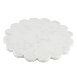 Santa Barbara Design Studio Marble Charcuterie Boards Cheese Board Round Scalloped Cutting Board, 12" Diameter, White