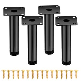 AIMIXUN Pack of 4 Furniture Legs, 15 cm / 5.9 Inch Furniture Feet, Adjustable Cabinet Legs, Metal Furniture Feet, Sofa Foot for Sofa, Bed, Cabinet, Couch with Screws (Black)
