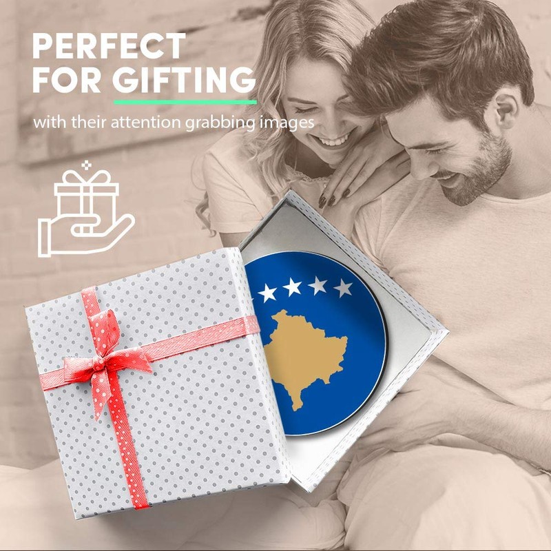 1 x Round MDF Magnet - Kosovo Flag Map 9043