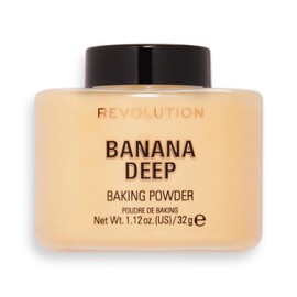 Makeup Revolution Loose Baking Powder, Make Up Setting Powder, Provides Long-lasting Coverage, Reduces Shine, For Medium To Dark Skin Tones, Banana Deep, 32g