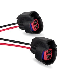 Prywog Pack-2 Car EV6 EV14 Injector Connector, Waterproof Insulated Housing with Connecting Harness, Standard Motor Products Fuel Injector Connector, Universal for Cars Modification Accessory (Black)