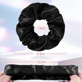 Annhua 100% Silk Hair Elastic Silk Hair Rubber Set of 3 Hair Clips, Silk Hair Tie, Stylish, Scrunchy, Bulk Hair Ornament, Black & Blue & Pink, Solid, Hair Accessories, Women's, Redis Gift, Adult Cute