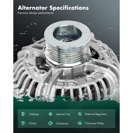SCITOO High Output Car Alternator, 12V New Alternator Compatible with 2004 For Dodge For Durango 2003-2006 For Dodge For Ram 1500 2003-2006 For Dodge For Ram 2500 Replace 13985 ABO0065