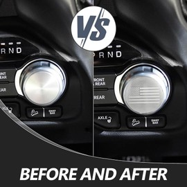 Dial Shifter Trim Plate Etched Dinosaur Emblem, Gear Shift Switch Knob Cover Fit for Chrysler Pacifica, Chrysler 200/300, Dodge Durango, Voyager, Dodge Ram 1500 & 2500.