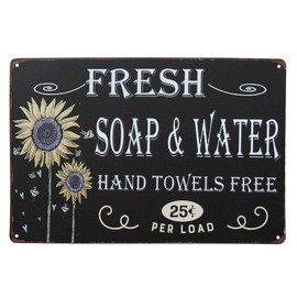 PXIYOU Colorful Sunflower Fresh Soap Water Hanging Sign Vintage Bath Bathroom Laundry Room Decor Country Wall Home Decor Art Signs 8X12Inch