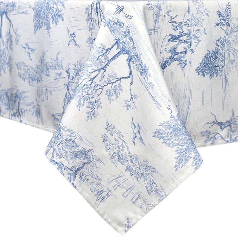 GLORY SEASON Rustic Tablecloth Classic French Village Printed Linen Fabric