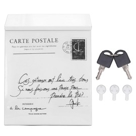 Iron Mailbox Wall Mounted with Lock and 2 Keys, Rustic Style, Durable, Waterproof Suggestion Box for Home Office, 3 Hooks (Small Letters in Beige)