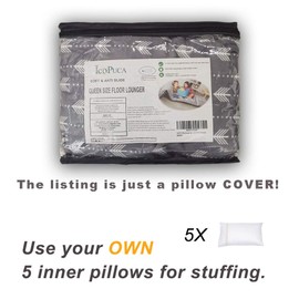 ICOPUCA Floor Lounger Pillow casing for boy Girl, Soft Minky Plush, Arrow Print, Cover/Sleeve Only! Perfect Reading and Watching TV Cushion - Excellent for Sleepovers, Queen Size;