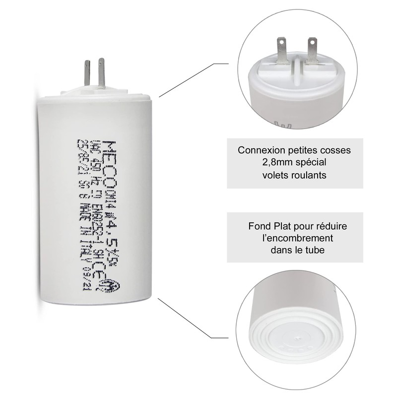 Capacitor 4.5 µF Especially for Somfy Roller Shutters with Small
