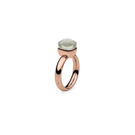 Qudo Firenze White Topaz Rose Gold Coloured Ring with White Stone, Stainless Steel