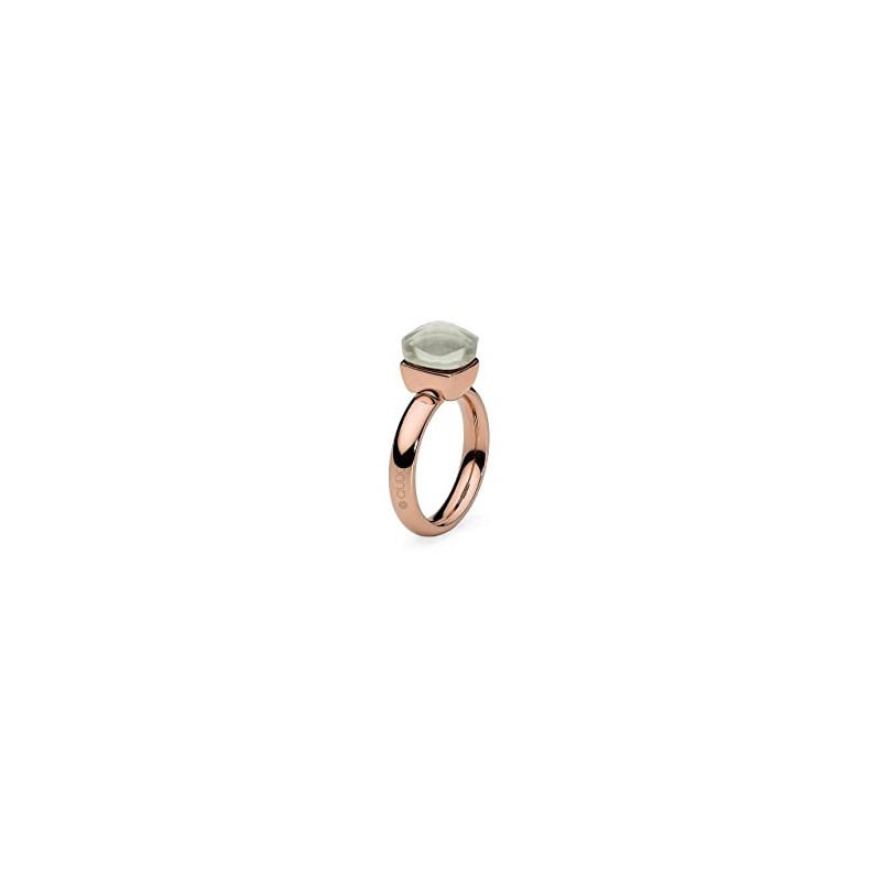 Qudo Firenze White Topaz Rose Gold Coloured Ring with White
