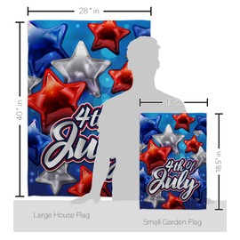 Celebrate 4th of July Garden House Flag - Kit Patriotic Fourth Independence Day Fireworks BBQ United State American - Decoration Banner Small Yard Gift Double-Sided Made In USA 28 X 40