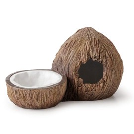 Exo Terra Exo Terra Tiki Hide & Water Dish,Brown,2 count (Pack of 1) 14 x 23 x 14 cm; 330 Grams