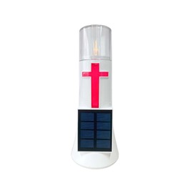 Lilonzon Waterproof Outdoor Solar Powered Flameless Candle LED Light Cross Grave Decoration Cemetery Light Blessed Candles for Home Memorial Decoration,Yard (1PACK)