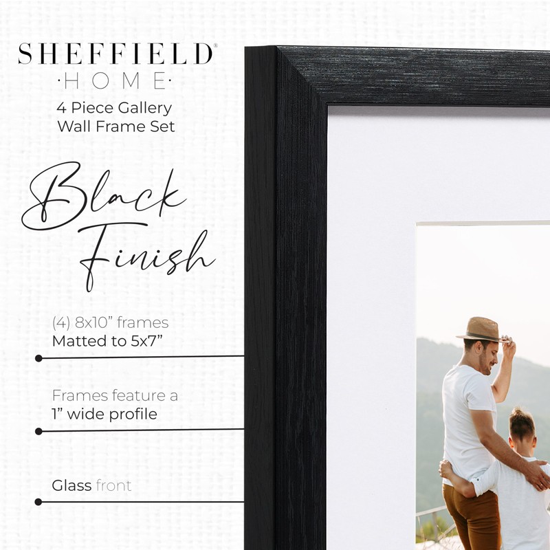 Sheffield Home 4 Piece Gallery Wall Frame Set, 8x10 Inch,