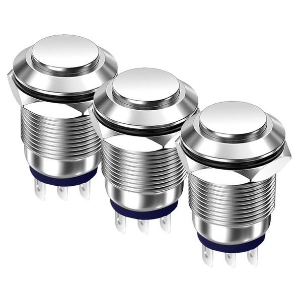 Gebildet 3 pieces 12 mm waterproof metal momentary push button,