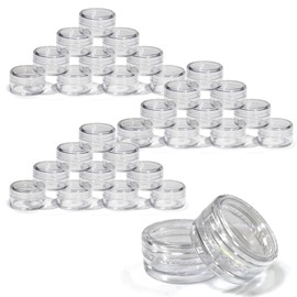PLAZOTTA 120 Pieces 3 Gram Clear Cosmetic Jars with Lids, Empty Sample Containers for Makeup, Skincare, Lip Balm & Travel Storage, Transparent Cream Jars