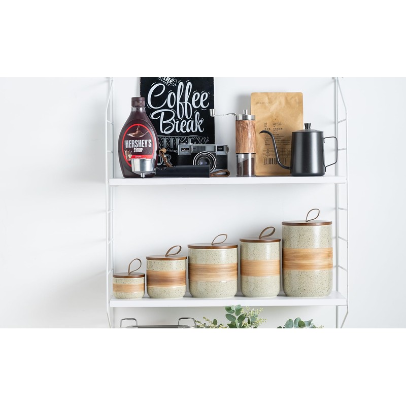 Miamolo Small Ceramic Jar with Lid, Coffee Container Kitchen Food