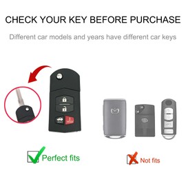 CACARLIKE for Mazda Key Fob Cover with Mazda Keychain, Car Key Fob Case Compatible with Mazda 3 6 8 Miata MX-5 CX-3 CX-5 CX-7 CX-9Smart Key Protector